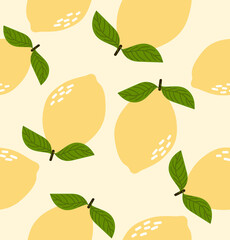Fresh lemons flat seamless pattern