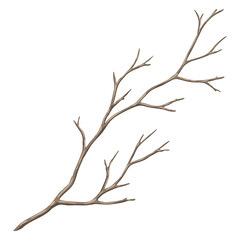 Obraz premium Illustration of dry bare branch. Decorative natural twig.