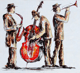 freehand drawing, musical group plays - 511064525