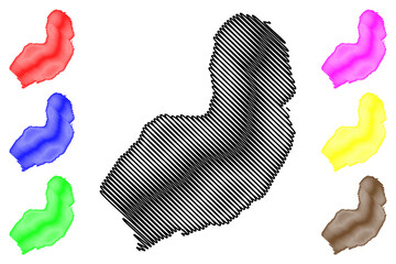 Graham Bell island (Russia, Russian Federation, Franz Josef Land archipelago) map vector illustration, scribble sketch Graham Bell map