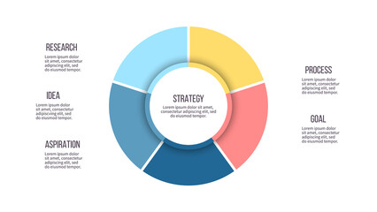 Business infographic. Pie chart with 5 options. Vector template.