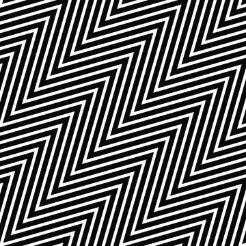 Simple sharp black white zig zag illusion pattern background vector design .