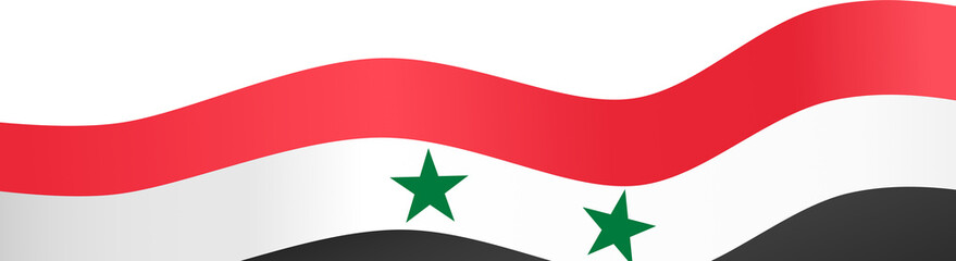 Naklejka premium Syrian flag wave isolated on png background