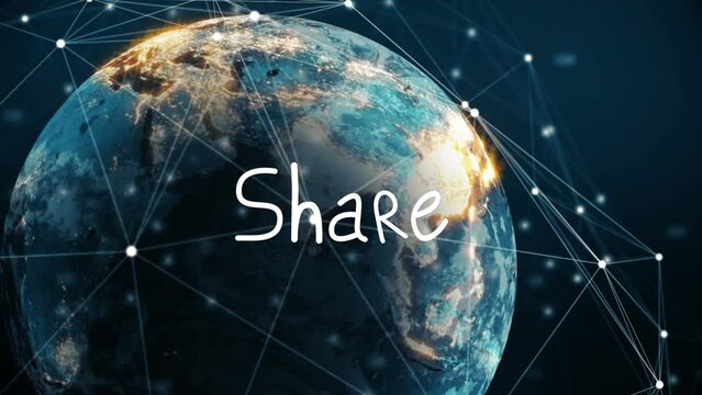 Animation of share text over globe