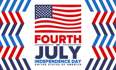Obraz premium Fourth of July. Independence Day in United States of America. Happy national americans holiday, celebrated annual in July 4. American flag. Country freedom day. Patriotic event design. Vector poster