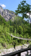 Fototapeta na wymiar Hängebrücke im Klausbachtal bei Ramsau bei Berchtesgaden