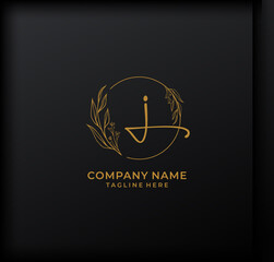 J Letter Logo. Gold Letter Design Vector with Golden Luxury Colors