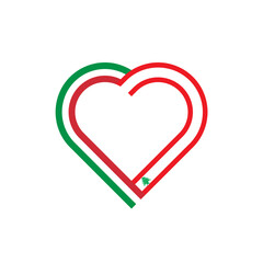 unity concept. heart ribbon icon of italy and lebanon flags. vector illustration isolated on white background