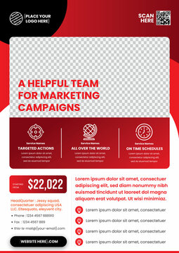 a4 flyer template, modern template, in red color, and modern design, perfect for creative professional business	 Style 2