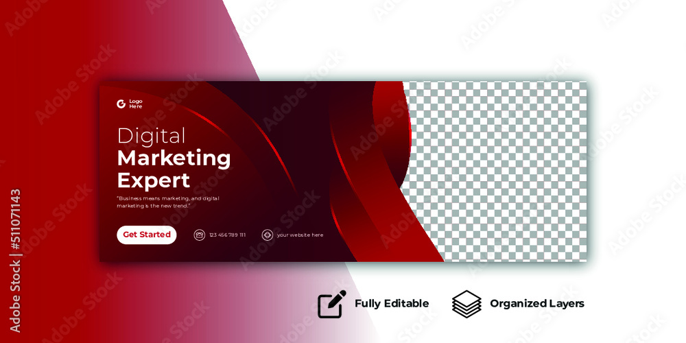 Wall mural digital marketing facebook cover template