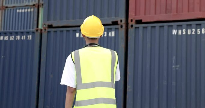Officers are checking the orderliness of the warehouse, Warehouse for import and export, Logistics and transportation.