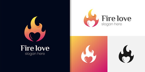 abstract love of flame or fire logo design, with the power of love symbol icon design vector element © Agung