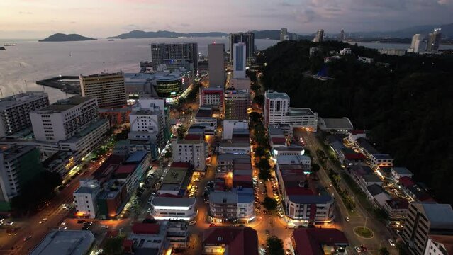 Kota Kinabalu, Sabah Malaysia &ndash; June 14, 2022: The Waterfront and Esplanade Area of Kota Kinabalu City Centre