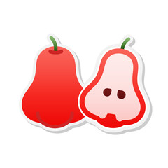 Rose apple fruit sticker icon, Vector, Illustration.
