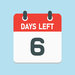 Countdown daily page calendar icon - 6 days left