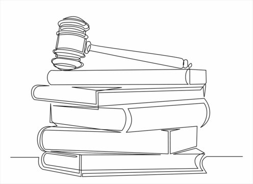 single line gavel on books clip art preview