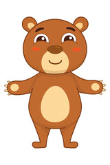 Cute cartoon bear.  Children's print. Vector illustration