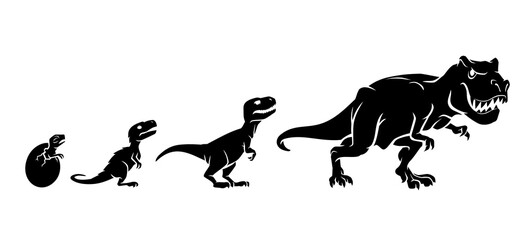 Tyrannosaurus Rex Growth Progression, Silhouette Illustration
