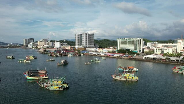 Kota Kinabalu, Sabah Malaysia &ndash; June 14, 2022: The Waterfront and Esplanade Area of Kota Kinabalu City Centre