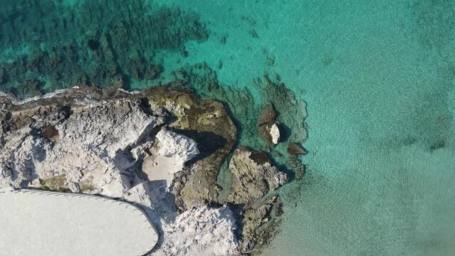 Aerial views from Moraira's coast. Drone video in Moraira, White Coast, Alicante, Spain. Les platgetes, Moraira. 