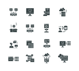 web design and  optimization solid set icon. solid design elements of graphic design and web product development.
