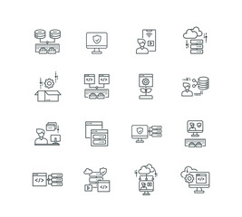 web design and  optimization line set icon.