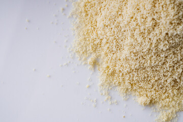 almond flour on a white acrylic background