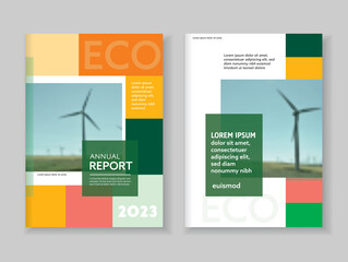 ECO Business template for brochure, annual report, flyer or booklet. Abstract in imputer multicolored leaflet cover presentation A4 size, abstract background of geometric vector layout, modern style. 