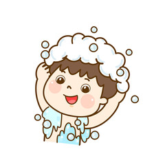 Obraz premium Cartoon kids take a shower.