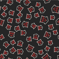 Line Full warehouse icon isolated seamless pattern on black background. Vector