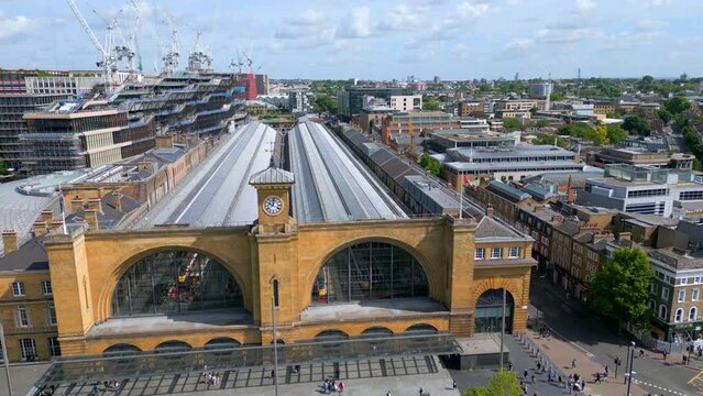 Aerial view over Kings Cross - St Pancras train station in London - travel photography