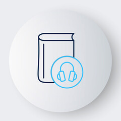 Line Audio book icon isolated on white background. Book with headphones. Audio guide sign. Online learning concept. Colorful outline concept. Vector