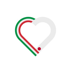 unity concept. heart ribbon icon of italy and japan flags. vector illustration isolated on white background
