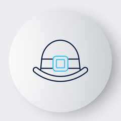 Line Leprechaun hat icon isolated on white background. Happy Saint Patricks day. National Irish holiday. Colorful outline concept. Vector