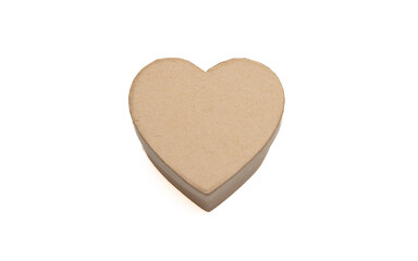 Blank cover closed gift box, heart shape isolated on white. Valentine day present