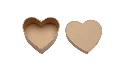 Open empty gift box heart shape isolated on white background. Valentine day present.
