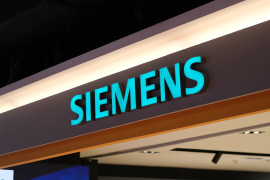 Shanghai,China-June 12th 2022: close up SIEMENS store sign. A German company