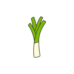 Leek vegetable icon in color, isolated on white background 