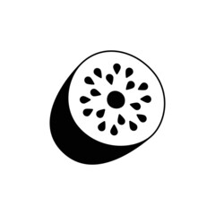 kiwi fruit icon in black flat glyph, filled style isolated on white background