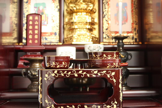 日本のお盆に飾られるお膳 仏教行事2