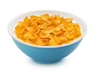 Original corn flakes with milk isolated on white background