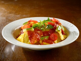 Buffalo Mozzarella Ravioli with Zucchini Tomatoes and Sicilian Lemon