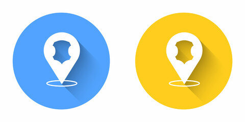 White Leather icon isolated with long shadow background. Circle button. Vector