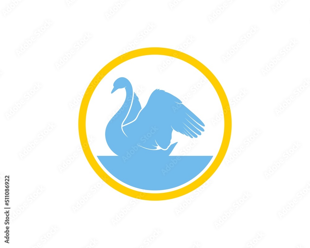 Poster circle shape with swan inside