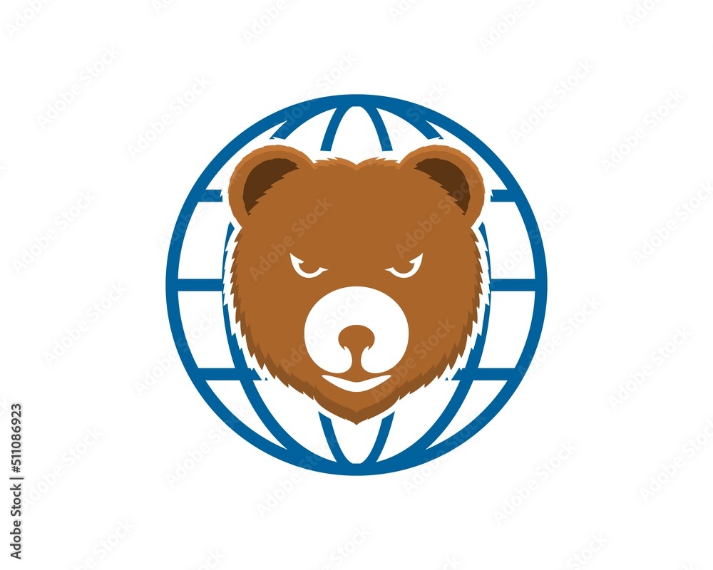 Poster abstract globe with bear head inside