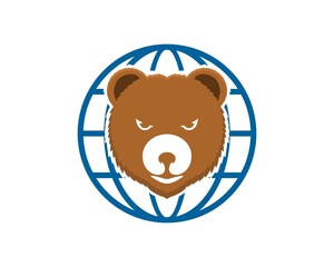 Abstract globe with bear head inside