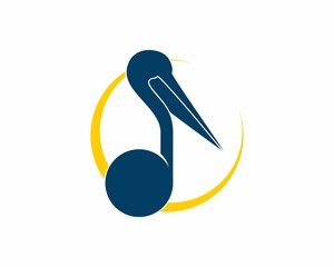 Combination pelican with music note logo