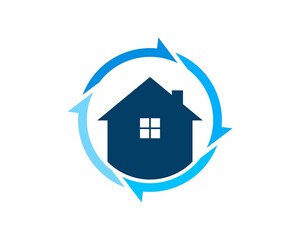 Circular arrow with simple house inside
