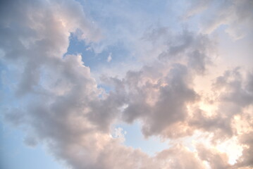 Evening storm clouds illuminated by the evening sun