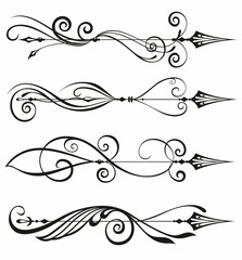 Hand drawn vintage arrows. Tribal sketch elements set. Hand drawn ethnic collection with doodle arrows for your design. Vector set with tribal, indian, aztec, hipster, boho elements.